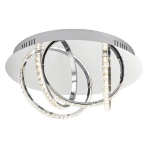 Dar ZAN5250 Zancara Four Light Flush Ceiling Light In Polished Chrome With Looped Crystals - Dia: 450mm
