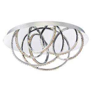 Dar ZAN5050 Zancara Seven Light Flush Ceiling Light In Polished Chrome With Looped Crystals - Dia: 650mm