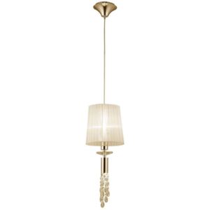 Mantra M3861FG Tiffany 1+1 Light Single Pendant Light In French Gold With Cream Shades