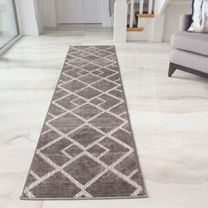 Outdoor Grey Geometric Runner Rug - Zen