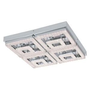 Eglo 95661 Fradelo Square LED Ceiling Light In Chrome And Crystal - L: 520mm