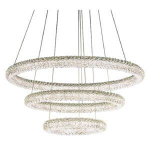 3 Ring Ceiling Pendant Light In Chrome Plate And Clear Crystal Glass