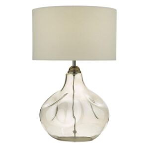 Dar ESA4210 Esarosa 1 Light Table Lamp In Smoked Glass With White Linen Shade