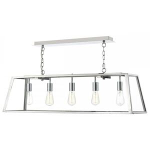 Dar ACA0544 Academy 5 Light Box Pendant With Glass Panels In Polished Chrome