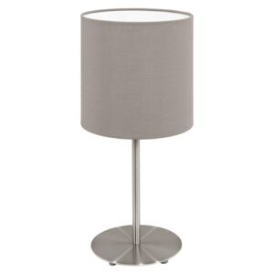 Eglo 31595 Pasteri One Light Table Lamp In Satin Nickel With Taupe Fabric Shade