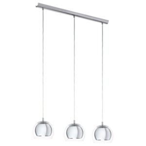 Eglo 94593 Rocamar Three Light Bar Ceiling Pendant Light In Chrome With Clear Glass Shades