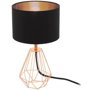 Eglo 95787 Carlton 2 One Light Table Lamp In Copper With Black And Copper Fabric Shade