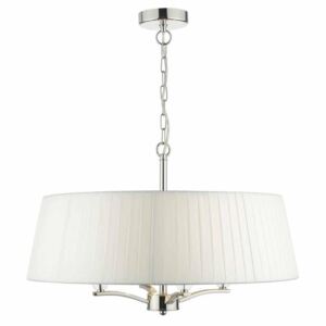 Dar CRI042 Cristin 4 Light Ceiling Pendant In Nickel With Ivory Shade