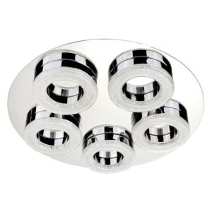 Searchlight 8015-5CC Polo Five Light Flush Ceiling Light In Chrome With Five Acrylic Polos