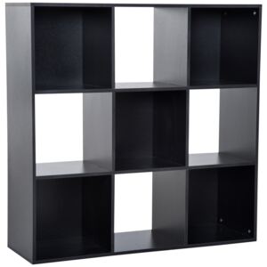 HOMCOM 3-tier 9 Cubes Storage Unit Particle Board Cabinet Bookcase Organiser Home Office Shelves Black