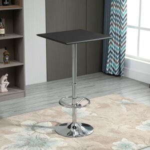 HOMCOM Square Pub Table Counter Bar Table with Faux Leather Tabletop and Adjustable Footrest for Living Room, Kitchen