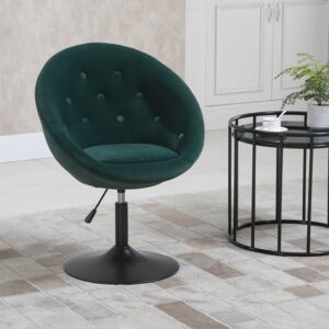 HOMCOM Dining Height Bar Stool Velvet-Touch Tufted Fabric Adjustable Height Armless Counter Chairs with Swivel Seat, Green