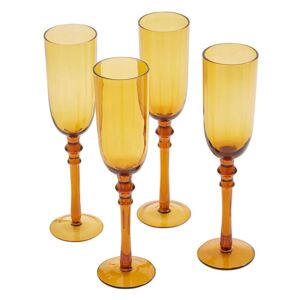 Tessa Champagne Flutes Set of 4 Amber
