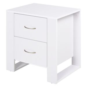 HOMCOM Particle Board 2-Drawer Bedside Table White