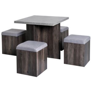 HOMCOM 5 Pcs Dining Table Set, Particle Board-Grey