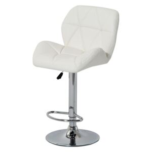HOMCOM PU Leather Bar Swivel Stool Kitchen Pub Dining Chair Gas Lift Metal Chrome Base Adjustable Height-White