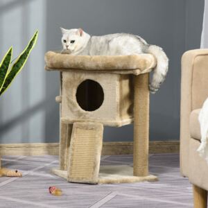 PawHut Cat tree Tower Climbing Activity Center Kitten Furniture with Jute Scratching Pad Ball Toy Condo Perch Bed Post 40 x 40 x 57cm Coffee
