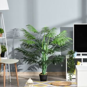 Outsunny Artificial Palm Tree Decorative Plant 18 Leaves with Nursery Pot, Fake Tropical Tree for Indoor Outdoor Décor, 125cm