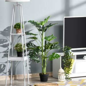 Outsunny Artificial Monstera Tree Decorative Plant 21 Leaves with Nursery Pot, Fake Tropical Palm Tree for Indoor Outdoor Décor, 100cm