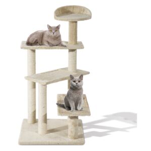 PawHut Cat Tree Kitten Scratch Scratching Scratcher Sisal Post Climbing Tower Activity Centre Beige