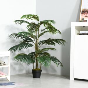 Outsunny Artificial Palm Tree Decorative Plant 20 Leaves with Nursery Pot, Fake Tropical Tree for Indoor Outdoor Décor, 140cm