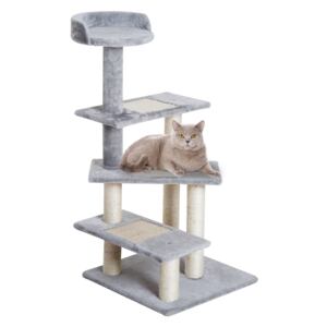 PawHut Cat Tree Kitten Scratch Scratching Scratcher Sisal Post Climbing Tower Activity Centre Grey