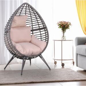 Outsunny PE Rattan Outdoor Egg Chair w/ Cushion Grey