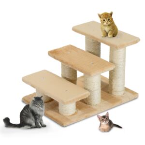 PawHut Pet Steps Portable Cat Dog Little Older Animal Easy Climb Stairs Assistance Cream