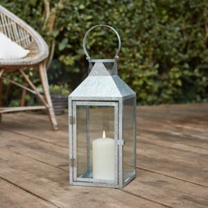 Medium Galvanised Lantern with TruGlow® Candle