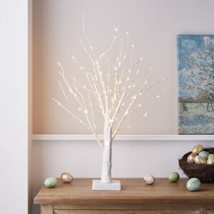 65cm White Pre Lit Twig Tree