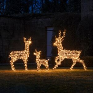 Studley Rattan Light Up Reindeer Family