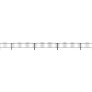 VidaXL Garden Fence with Spear Top Steel (0.5-0.75)x13.6 m Black
