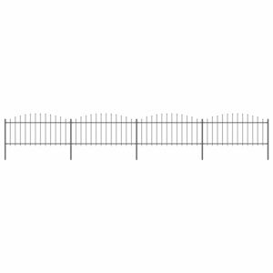 VidaXL Garden Fence with Spear Top Steel (0.5-0.75)x6.8 m Black