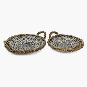 Silver Woven Tray Set with Handles - Default Title