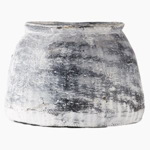 Vintage Charcoal White Washed Clay Pot | Smooth - Default Title