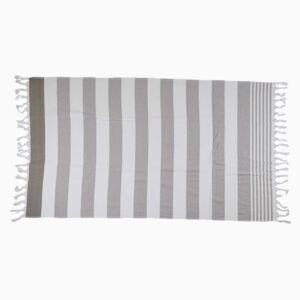 Striped Bath Towels 100% Organic Cotton - Grey & White