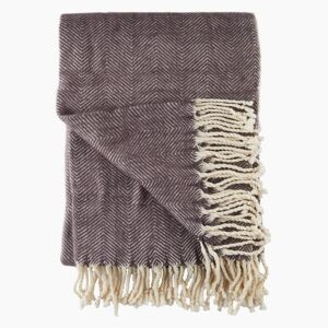 Lambswool Herringbone Throw in Charcoal by Cozy Living - Default Title