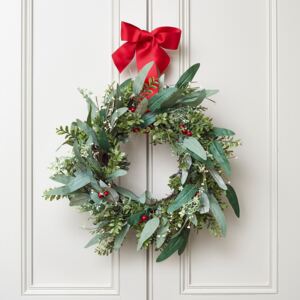 60cm Red Berry Christmas Wreath With Bow