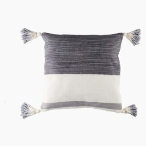 Grey and White Tassel Cushion in Silk by Cozy living - Default Title