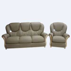 Juliet Original 3 Seater + Armchair Sofa Suite Genuine Italian Coffee Milk Real Leather
