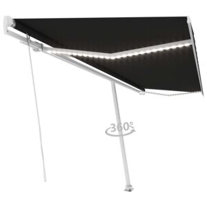 VidaXL Manual Retractable Awning with LED 500x300 cm Anthracite