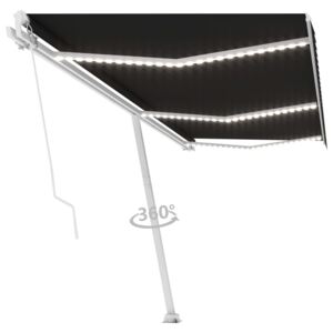 VidaXL Manual Retractable Awning with LED 600x300 cm Anthracite