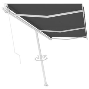 VidaXL Freestanding Manual Retractable Awning 600x300 cm Anthracite