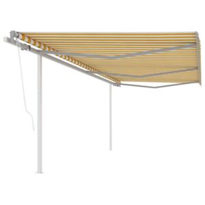 VidaXL Automatic Retractable Awning with Posts 6x3 m Yellow&White