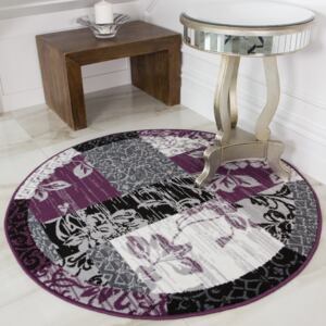 Purple Grey Modern Patchwork Bedroom Rugs - Milan