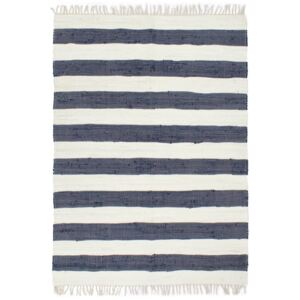 VidaXL Hand-woven Chindi Rug Cotton 80x160 cm Blue and White
