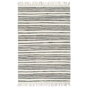 VidaXL Hand-woven Chindi Rug Cotton 200x290 cm Anthracite and White