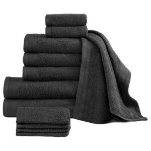VidaXL 12 Piece Towel Set Cotton 450 gsm Black