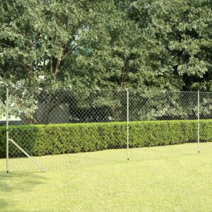 VidaXL Chain Link Fence with Posts Galvanised Steel 15x1.5 m Silver