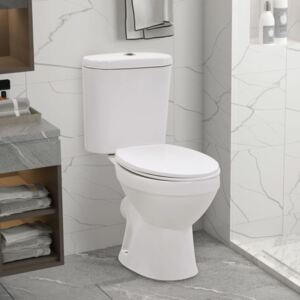 VidaXL Standing Toilet with Cistern and Soft Close Seat Ceramic White